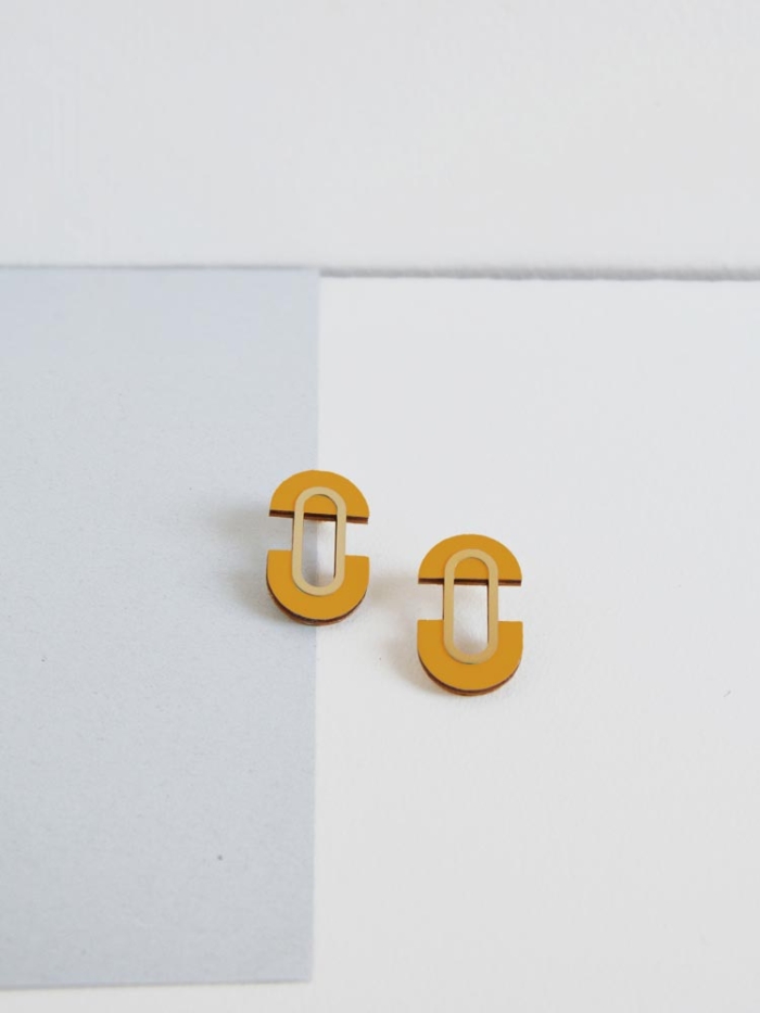 Saturno Oval Studs - Geometric earrings by Pithy